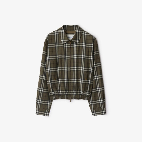 Checkered wool Harrington coat